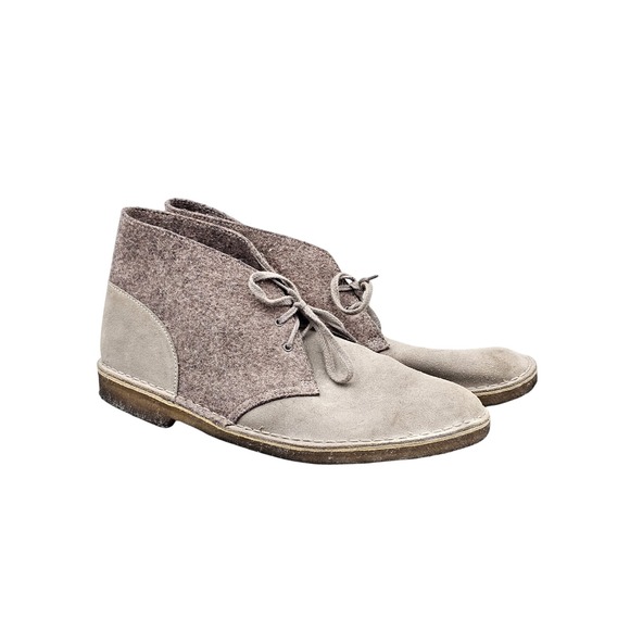 Clarks Mens Size 13 M US GUC Grey Felt & Suede Crepe Outsole Chukka Desert Boots main image 5